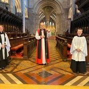 Bishop and clergy in a cathedral, a worship resource during COVID-19