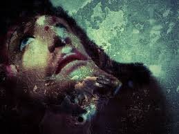 Close-up of a face in abstract, textured art, evoking solemnity for Good Friday music and prayer service.