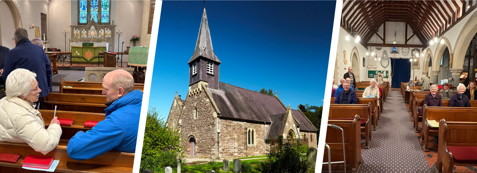 St Michael's Breinton: interior and exterior views of the church and congregants.