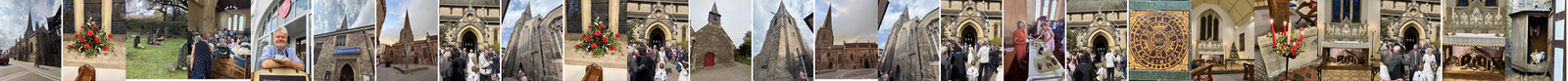 Collage of images from CHATT event: church exteriors, interiors, and people.